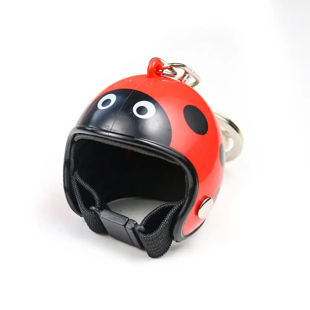 LLavero de cascos de llama de motocicleta para hombres y mujeres, lindo casco de seguridad ladybird, llavero de bicicleta, bolsa de coche, regalo de