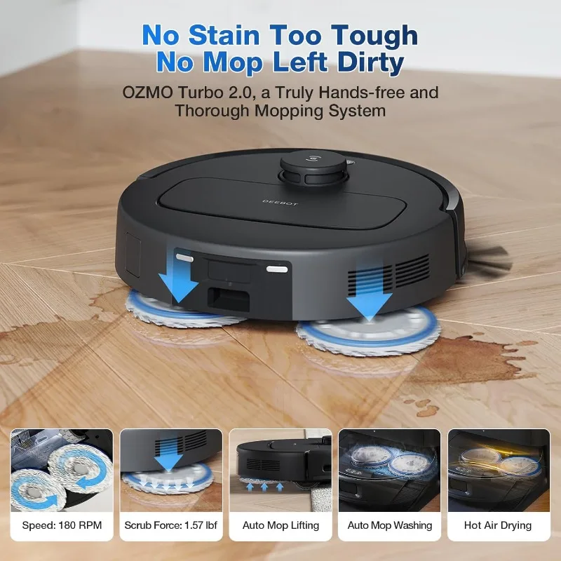 ECOVACS DEEBOT N30 Omni Robot Vacuum and Mop, 10000Pa Suction, TruEdge Adaptive Edge Mopping, ZeroTangle 2.0 Technology