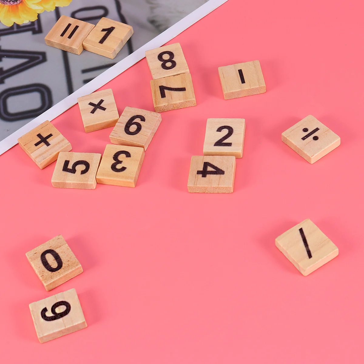 100Pcs Number Puzzle Wooden Blocks Educational Early Learning Game Kids Math Cognition Number Chips Children Game Wooden Blocks