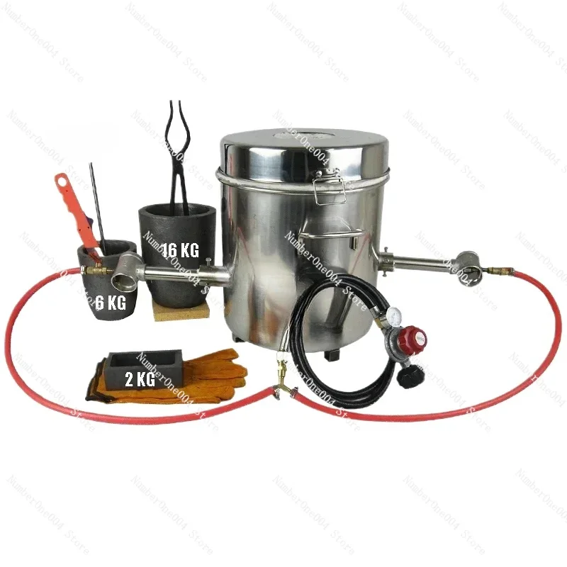 Suitable For16 KG Large Gas Metal Melting Furnace Kit 2642°F / 1450°C Propane Forge Dual Burner 2 Crucibles Foundry Home Kiln Ca