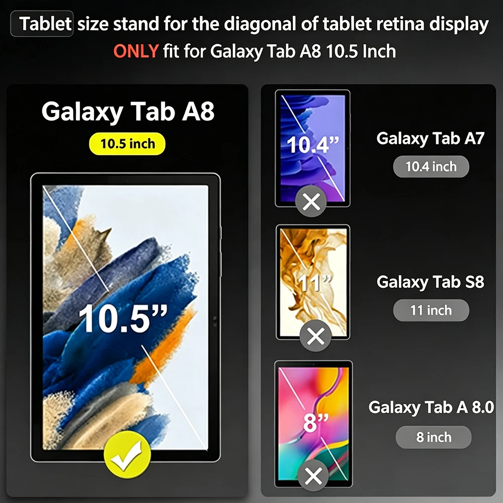 For Samsung Galaxy Tab A8 10.5” 2022 SM-X200/X205/X207, Tablet Case Shockproof Soft Silicone Back Shell Stand Trifold Flip Cover