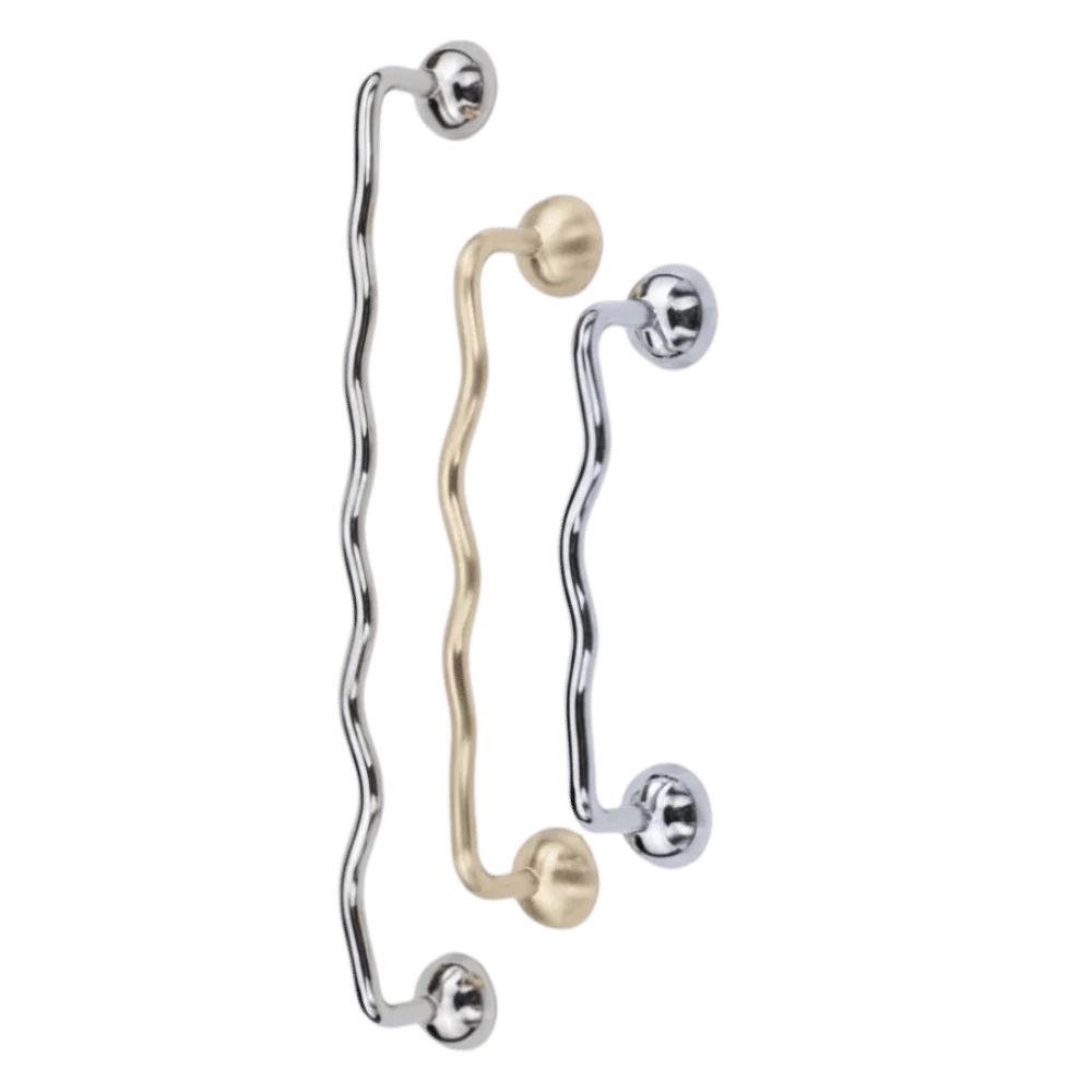 Zinc Alloy Cabinet Door Handles Wave Shaped Irregular Shape Furniture Knobs Modern Minimalist Bright Silver Wardrobe Pulls