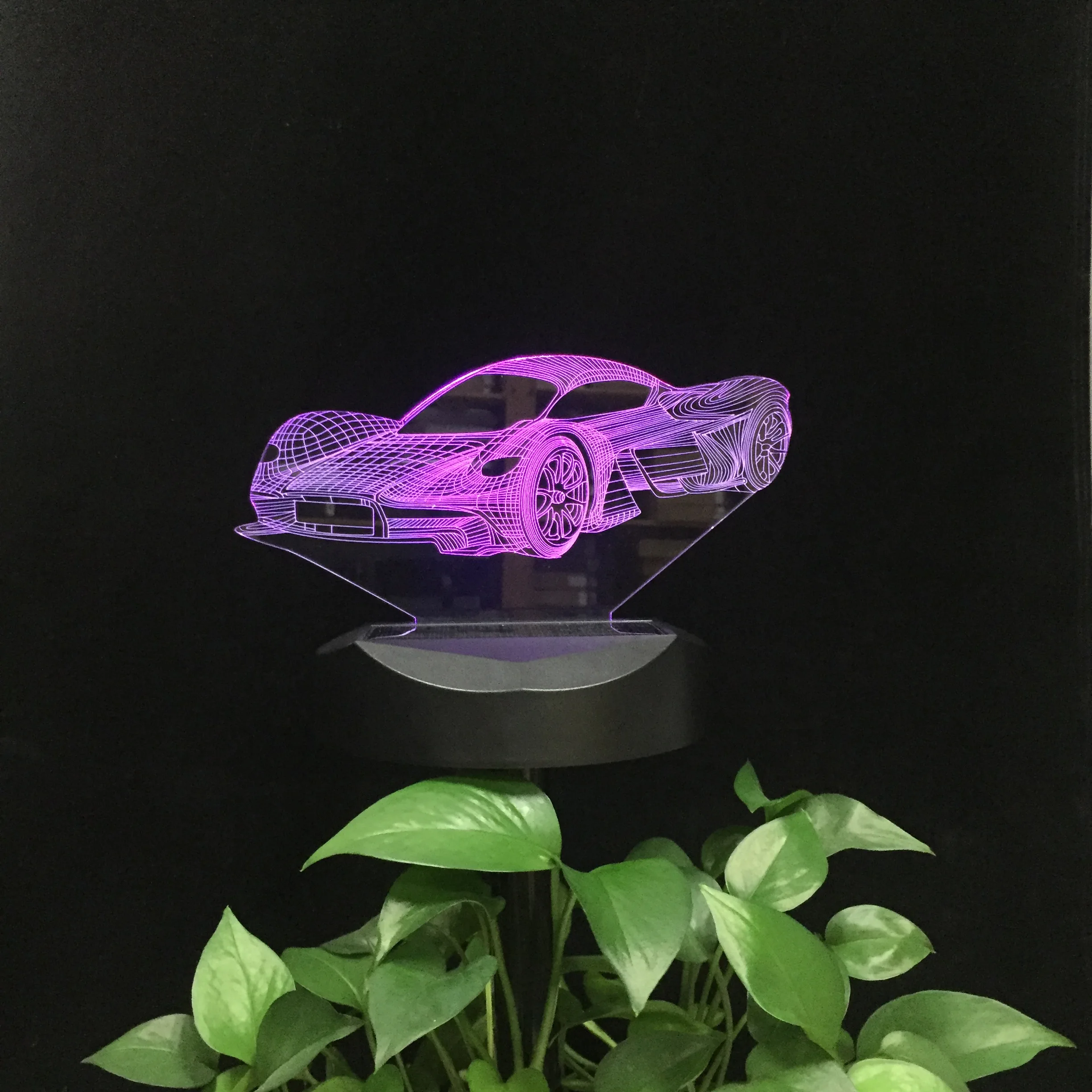 Lamborghinis Sports Car Shape Solar Power Landscape Lighting Garden Light 3D LED Night Lamp Waterproof for Yard birthday Gift