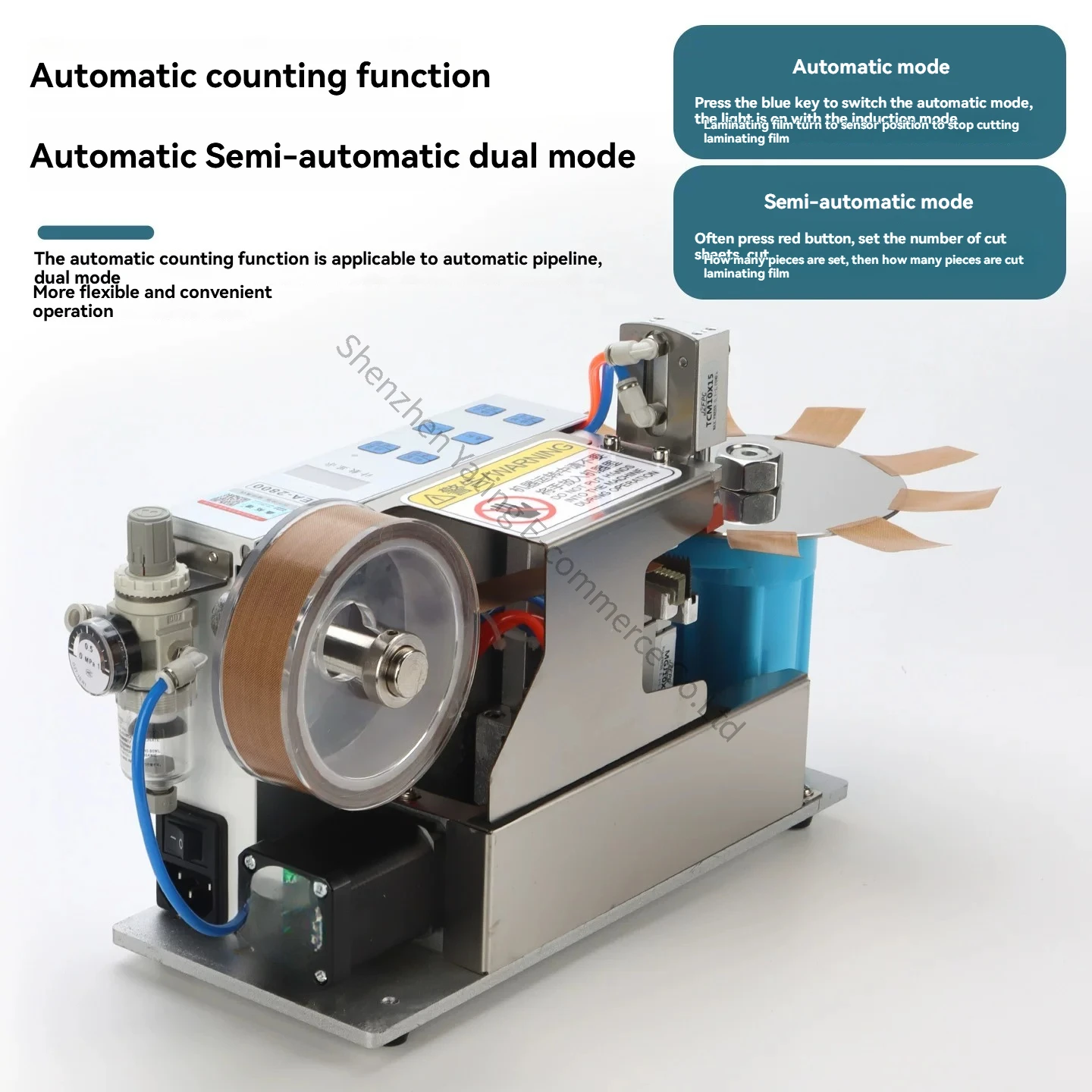 Automatic Pneumatic Adhesive Paper Machine EA-2800 High Temperature Glue Acetic Tape Machine Kraft Leather Cutting Film Sealing