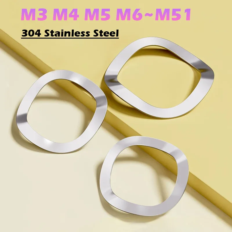 M3 M4 M5 M6 M8 M10 M12 M14 M16 M19 M21 M23~M51 304 Stainless Steel Three Wave Crest Type Spring Washer Gasket for Bearing Shafts
