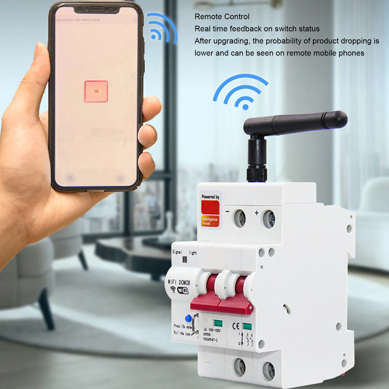 

Smart Circuit Breaker 2P APP Control Voice Control WiFi Circuit Breaker with Safety Lock DC10‑100V Smart Circuit Breaker