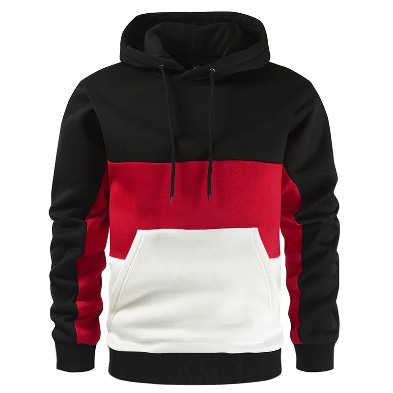 Striped three-color hoodie sweatshirt Spring autumn men's hoodie soft casual hoodie fashion street trend sports coat top