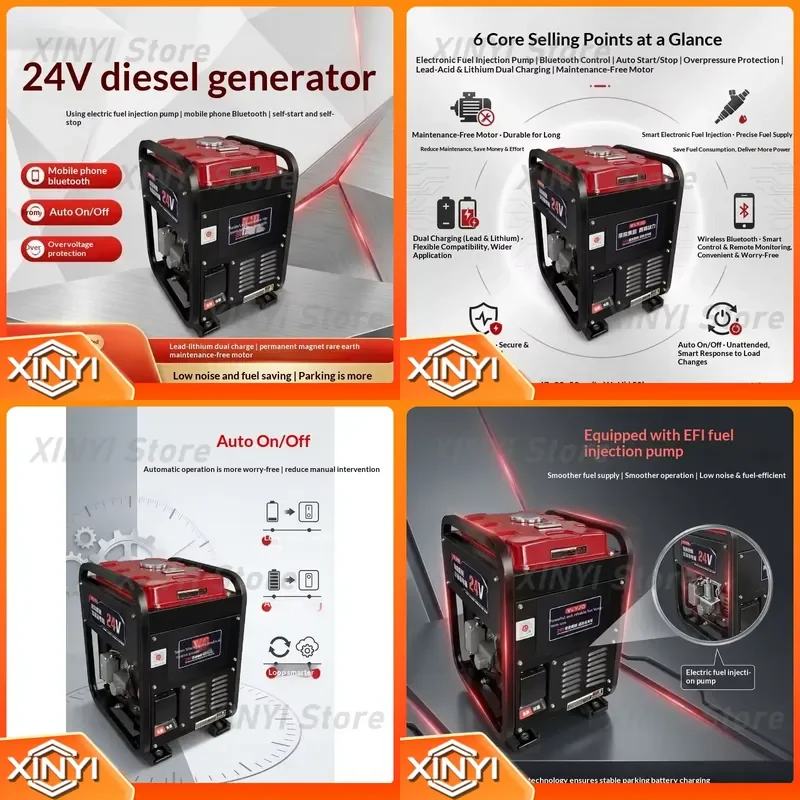 for 24V 5KW 6KW 7KW 8KW Diesel Generator Variable Frequency Truck Power Supply Automatic Start Stop Air Conditioning Fast