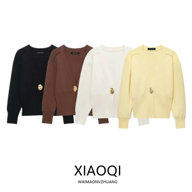 เสื้อคาร์ดิแกนถักไหมพรมคุณภาพสูงสำหรับผู้หญิง สปริง 2025 ดีไซน์เปิด ทรงหลวม ใส่ได้ทุกฤดู แฟชั่นทันสมัย ทรงยาว ใส่สบาย