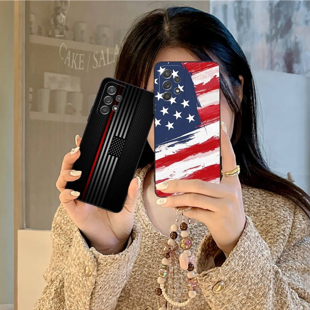 USA America Flag Mobile Cell Phone Case for Samsung Galaxy Note 20 10 Plus Ultra Black Soft Phone Cover Shell