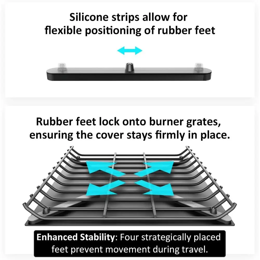 アルミニウム製RVコンロカバー - 19.6インチ x 17インチ 滑り止めガスバーナーボード、収納と整理を強化、キャンピングカーキッチンに必須