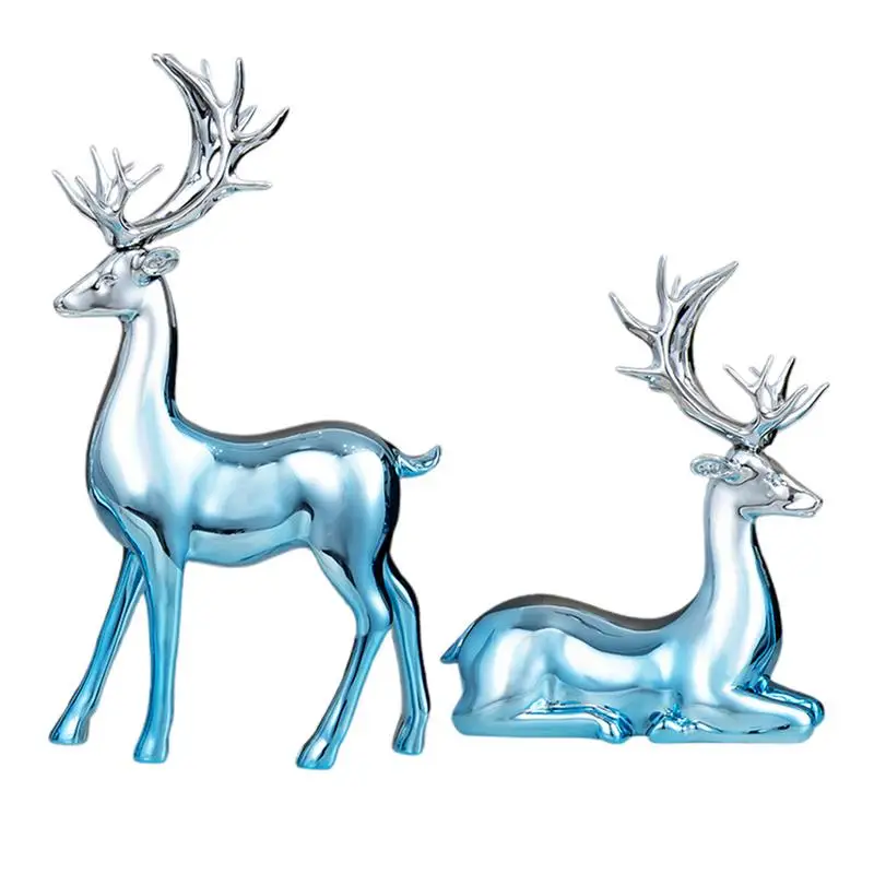 Reindeer Ornaments Realistic Christmas Deer Statues Beautiful Resin Deer Ornaments Funny Reindeer Christmas Decorations For Home