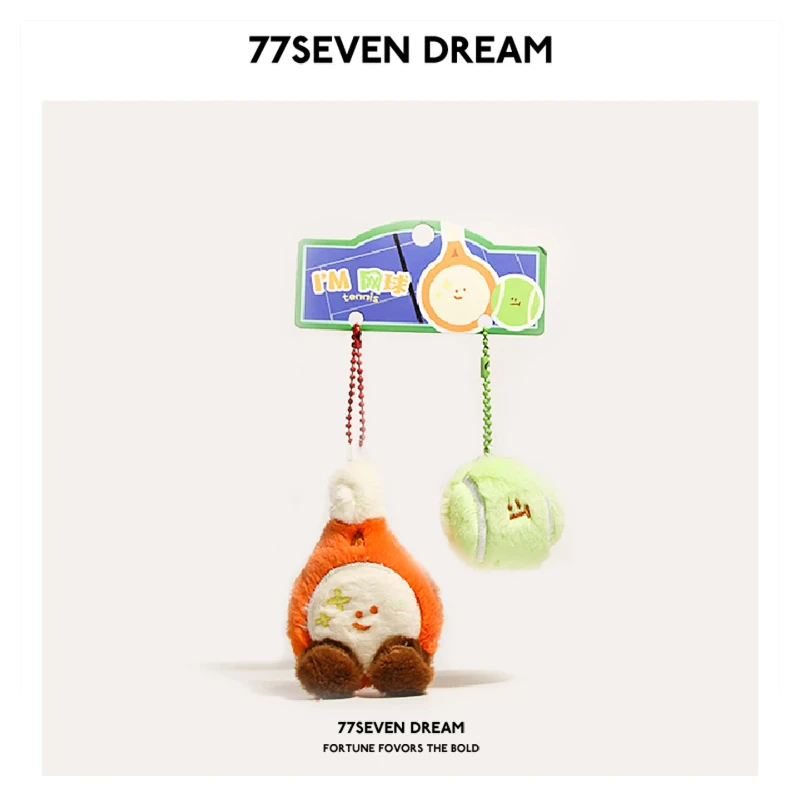 Leuke cartoon racket paar pluche sleutelhanger modieuze schooltas hanger autosleutelhanger must-have voor degenen die van balspellen houden