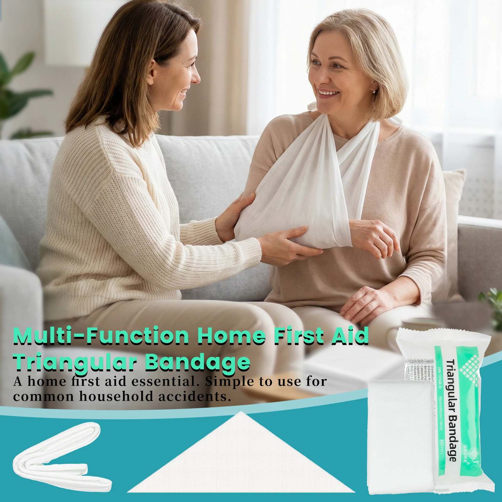 

Medical Triangular Bandage 96x96x136 cm, First Aid Emergency Arm Sling Fracture Fixation Camping Survival Kit Supply, 1pc/10pcs