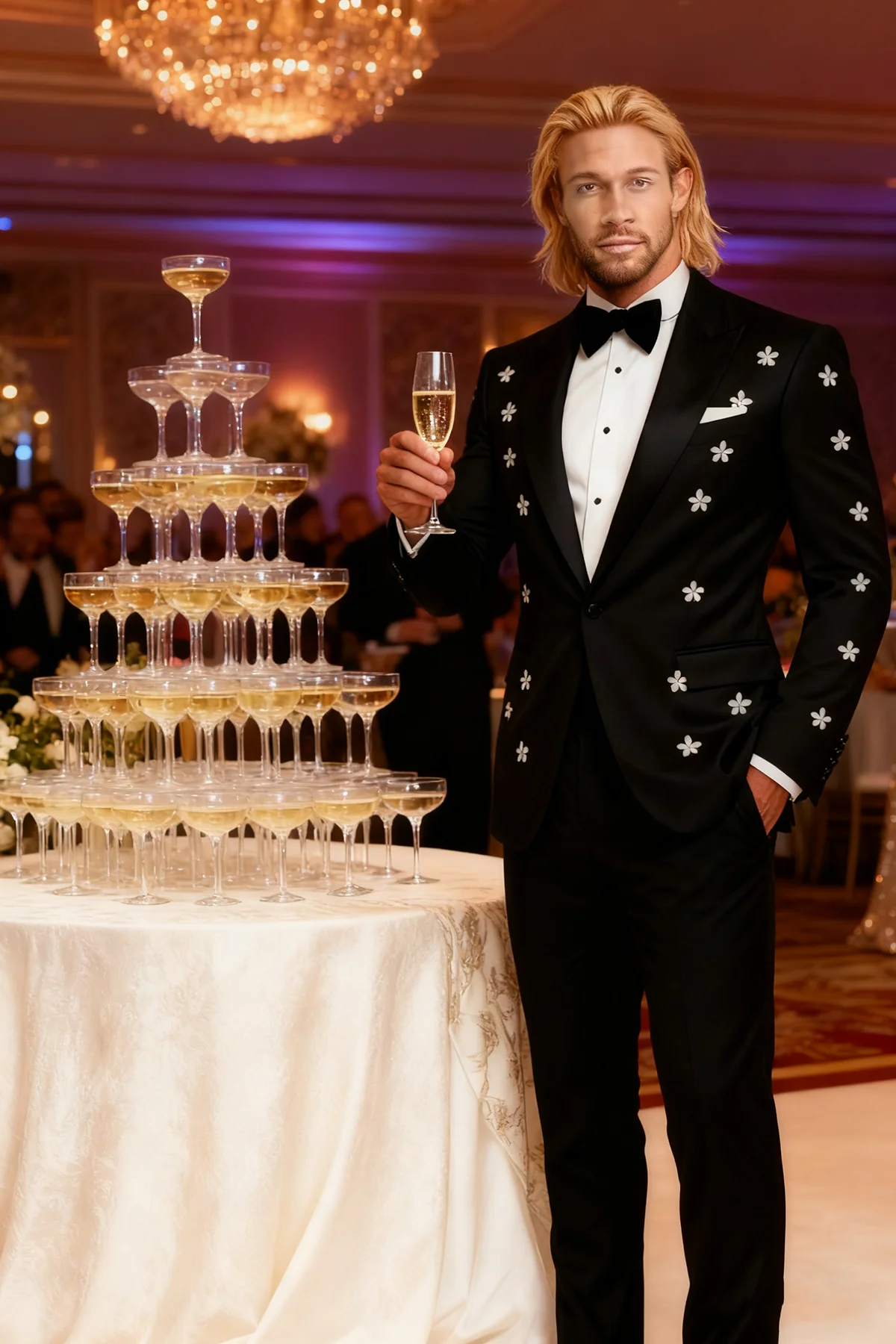 Abiti da sposo con perline di cristallo 2 pezzi Abiti da uomo formali taglie forti Blazer e pantaloni Abiti da ballo per feste serali personalizzati