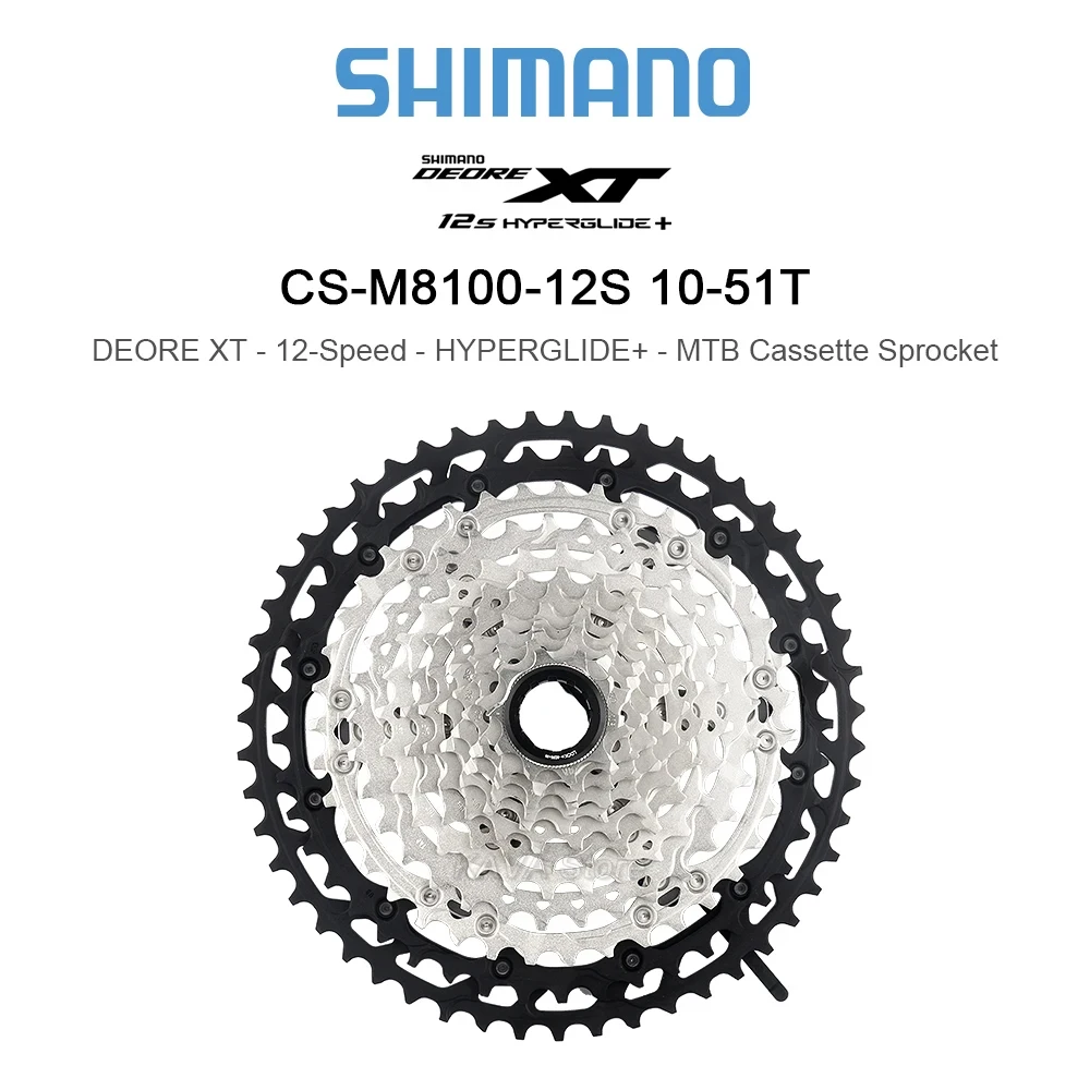 Shimano XT M8100 12 Speed Mountain Bike Flywheel 10-51T Micro Spline Cassette an X12 126 knots chain MTB 12V Groupset