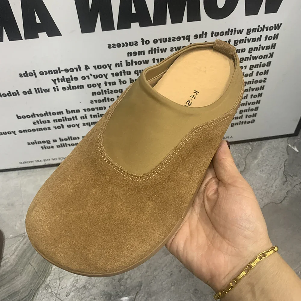 Careaymade-Genuine leather Fashion Women Slippers Mullers Plus Size Summer Casual Women Shoes Antislip Flat Sandals Half Slipper