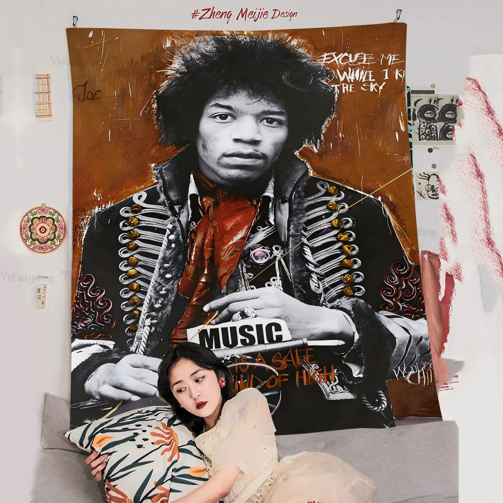 

SINGER J-JIMI H-HENDRIX Anime Tapestry Hippie Flower Wall Carpets Dorm Decor Cheap Hippie Wall Hanging