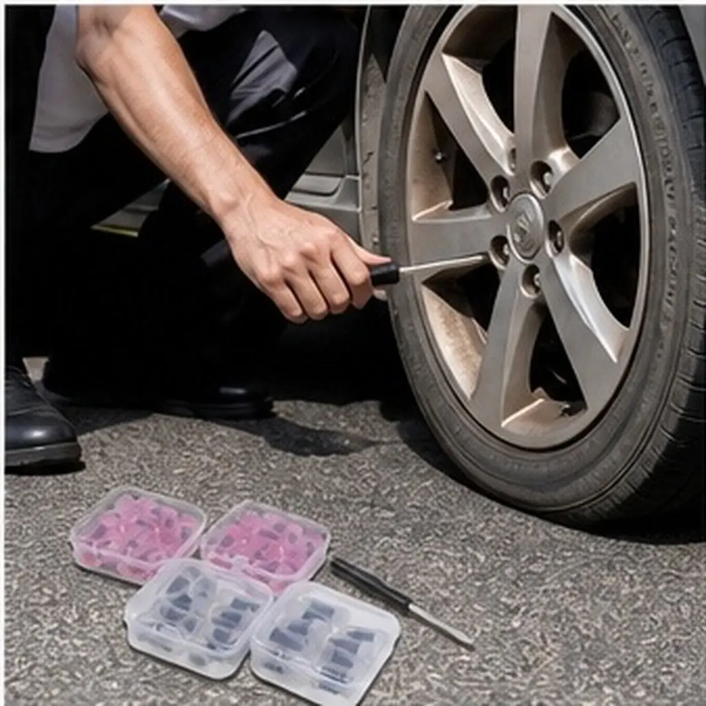 1Set Tire Plug Screws Heavy Duty Self Tapping Tubeless Repair Nails Emergency Car Motorcycle Truck Puncture Sealing Repair