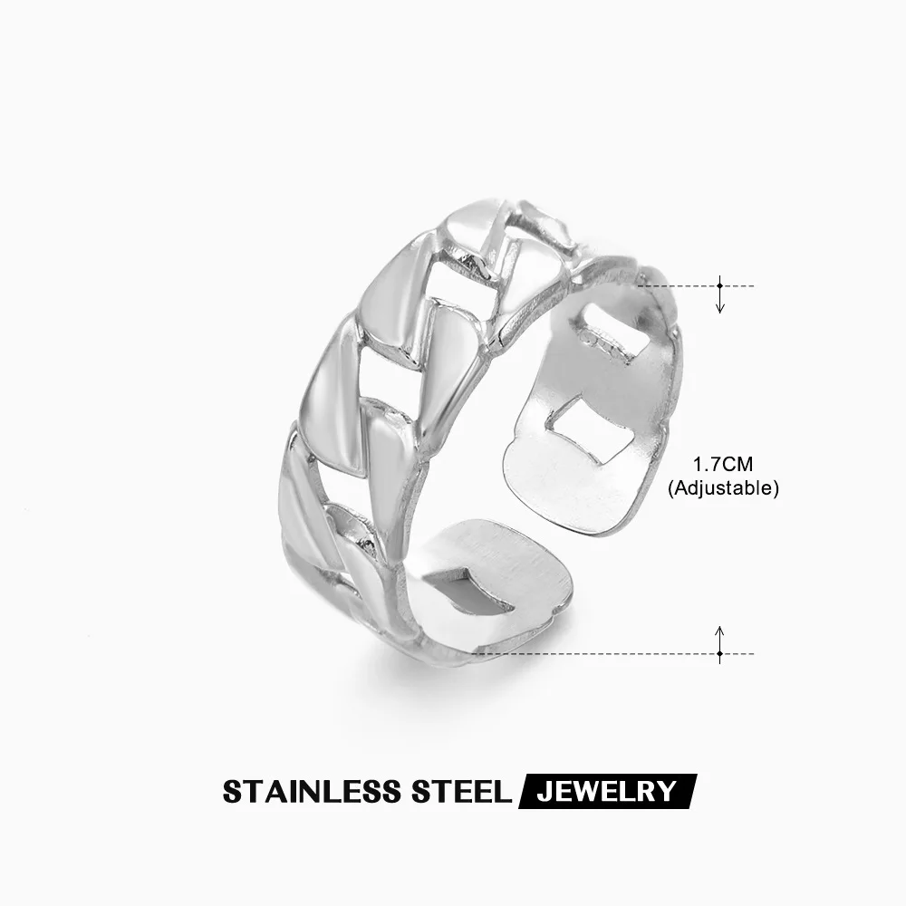 Minimalist Abstract Line Ring Gold Plated Titanium Steel Open Adjustable Ring for Women Modern Stackable Everyday Jewelry
