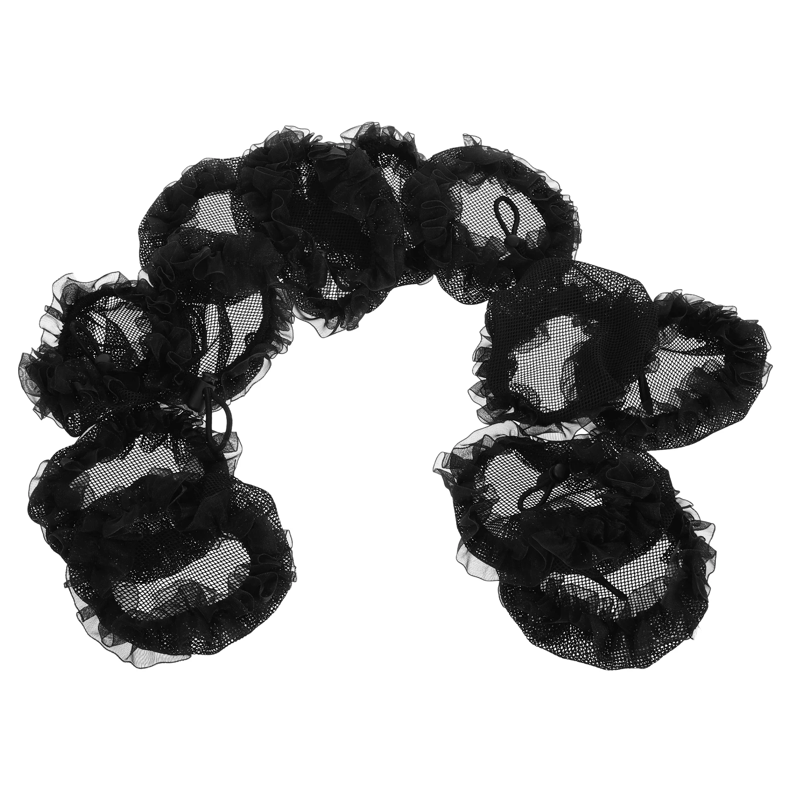 

12Pcs Drawstring Lace Hair Nets for Clerks Flight Attendants Hair Bun Cover Mesh for Updos