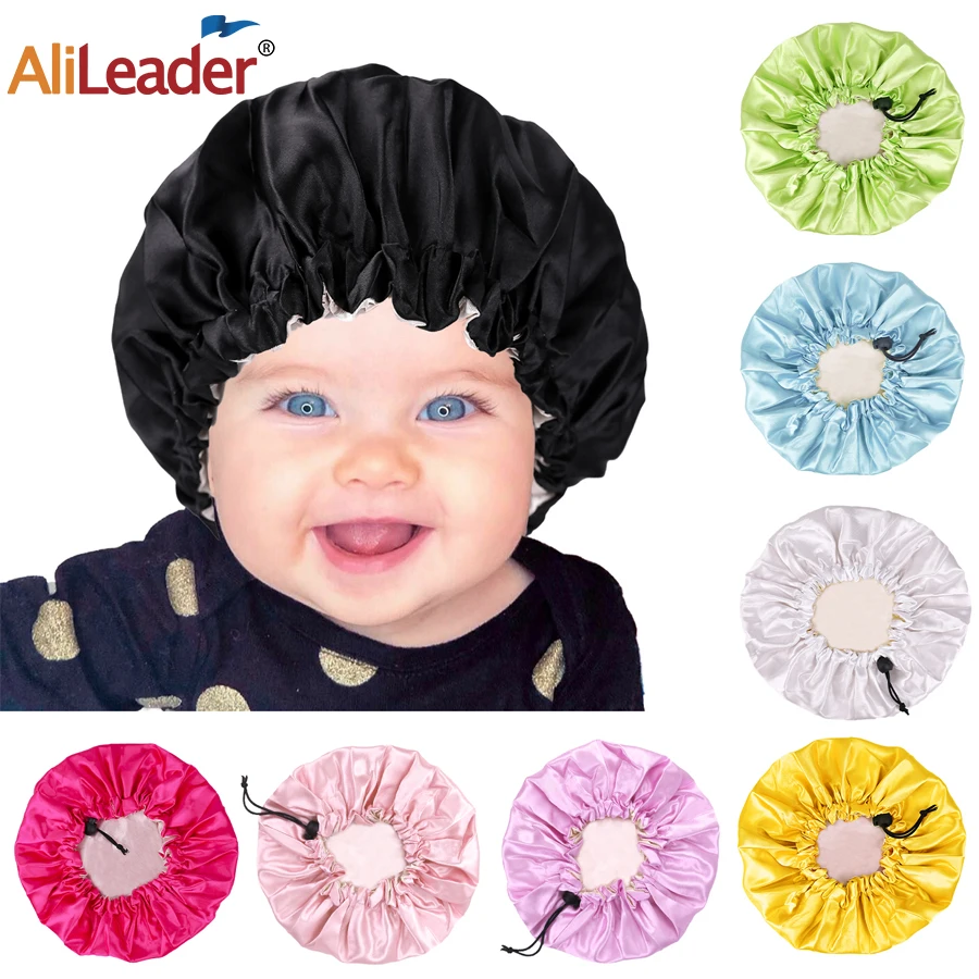 Baby Satin Bonnet Sleep Cap With Double Layer Reversible Adjustable Silk Satin Bonnet For Teens Child Curly Hair Silk Sleep Cap