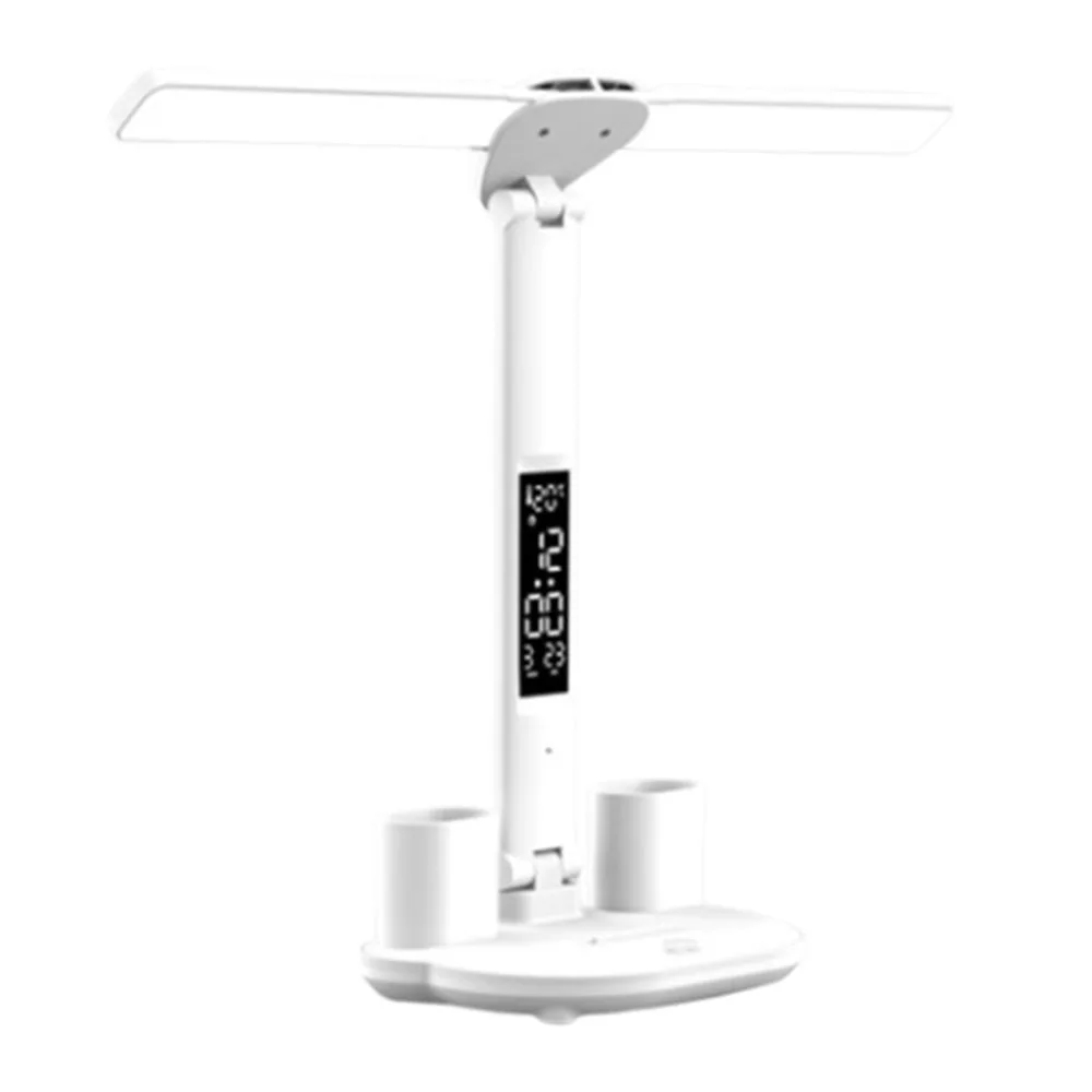 

Светодиодная настольная лампа с двойной головкой, 3 цвета, USB-держатель для ручек, настольная лампа, энергоэффективная сенсорная затемняющая светодиодная прикроватная лампа для спальни