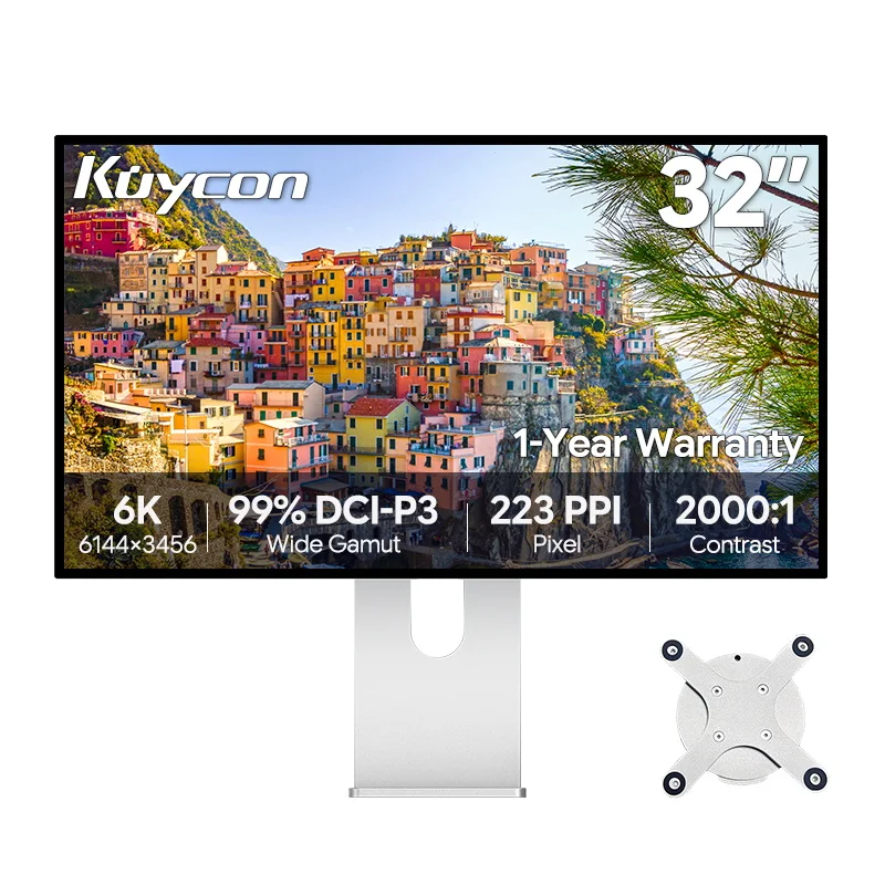 Kuycon G32P 32 Inch Computer Monitor 6K UHD IPS PC Display 500 Nits Contrast Rate 2000:1 Desktop Screen 99%sRGB Aluminum Alloy