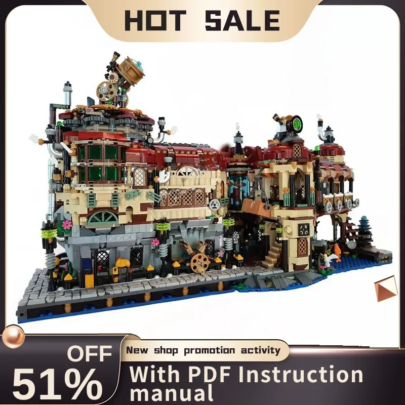 

New 3455PCS City Hot Selling Street View Moc Steam Powered Science Model Custom Puzzle Creative Ideas Kids Toys Birthday Gift