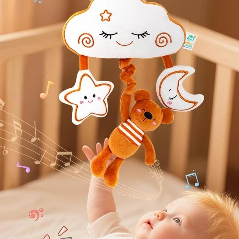 Interaktive Baby Kinderwagen Kleiderbügel Pull String Plüsch Mobile Spielzeug Krippe Dekoration 15UB