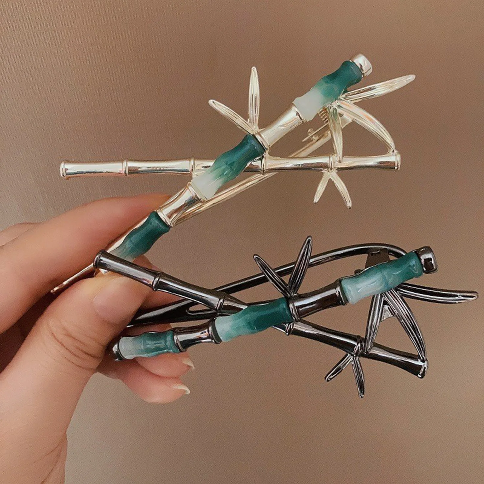 

Chinese Style Bamboo Hair Clip for Back of Head Minimalist Hanfu Hair Accessories for Women Natural Hairpin for Low Bun & Updo