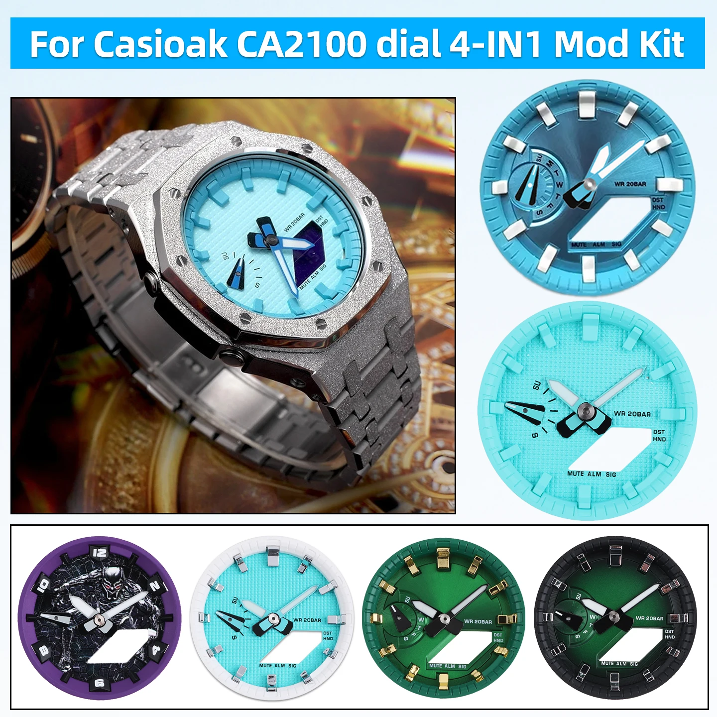 GA2100 watch Accessories Mod kit For Casio G-shock GA-2100 2110 Watch Scale Ring Metal dial Set | Steel case rubber strap Parts