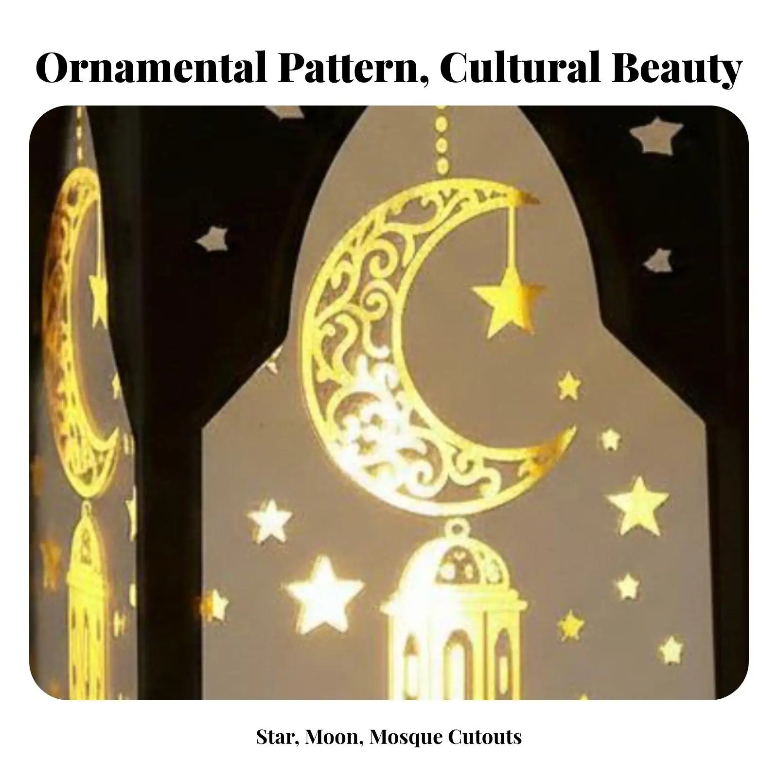 LED Electronic Candle Lantern with Traditional Fortress Silhouette for Ramadan Festival Home Decor Table Lamp for Mantel