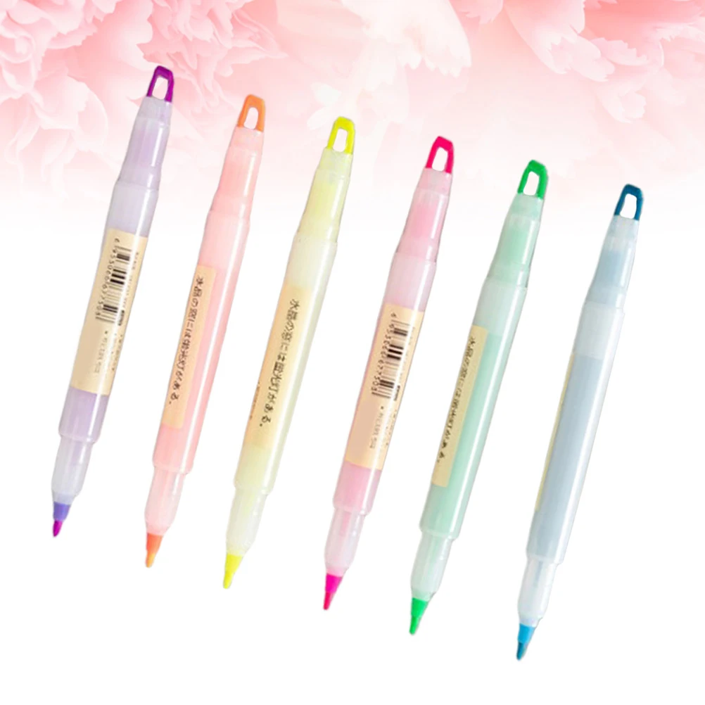 

6 PCS Highlighter Set Highlighters Marker Double Head Pen Fluorescent Markers Pens Student Watercolor