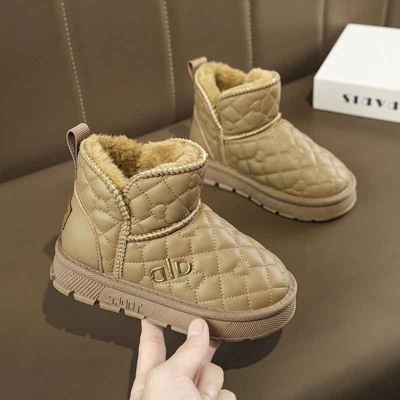جديد الأطفال أحذية الموضة الشتاء سميكة الفتيان الفتيات المضادة للانزلاق الأحذية الجلدية الدافئة الجانب سستة الصلبة الاطفال 2026 حذاء كاجوال #1