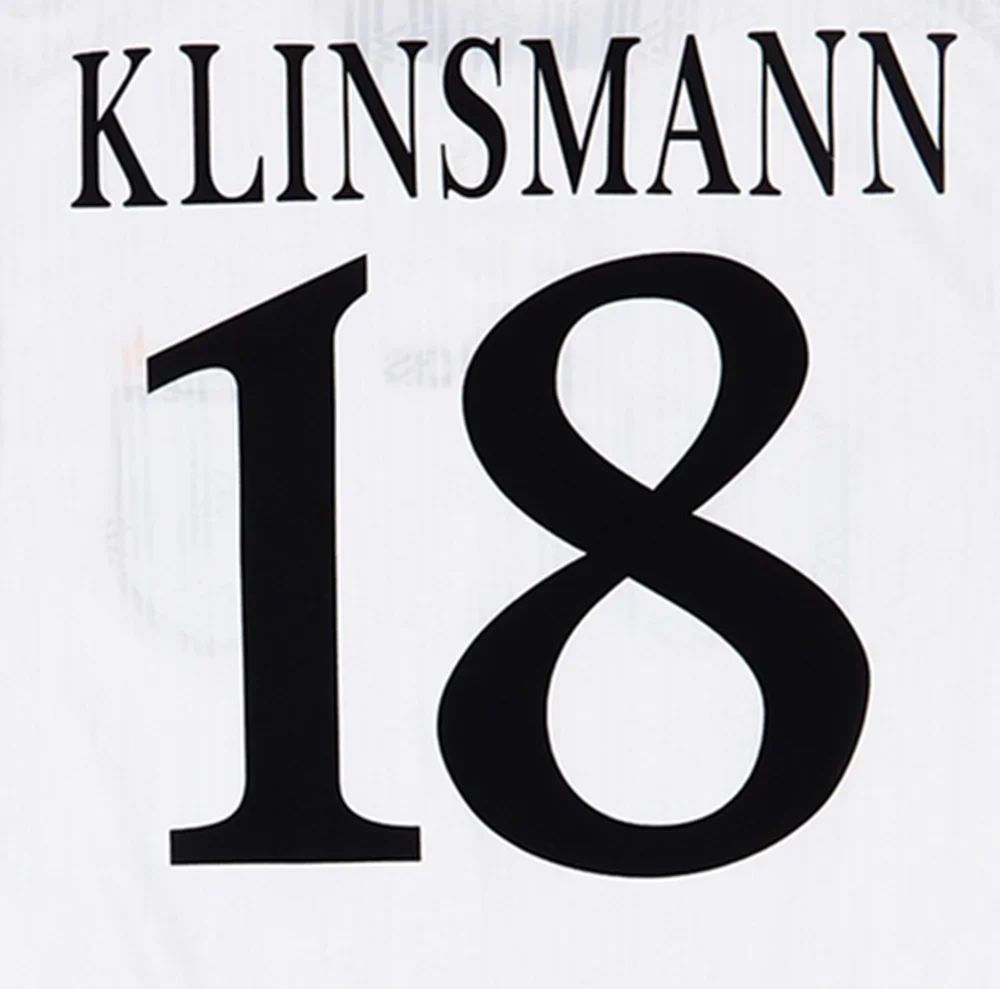 Velvet material klinsmann 18 1996 flock soccer  number font print, Hot stamping