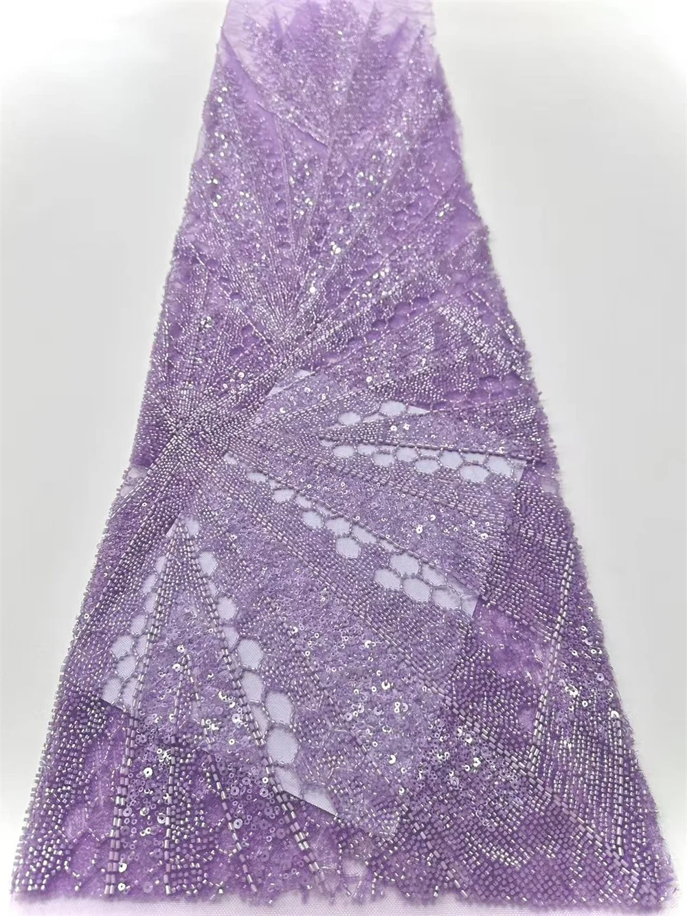 

Purple African Lace Fabric 2025 Sequins Beaded Embroidery Groom Nigerian Bridal High Quality French Tulle Lace Fabrics A1268-1