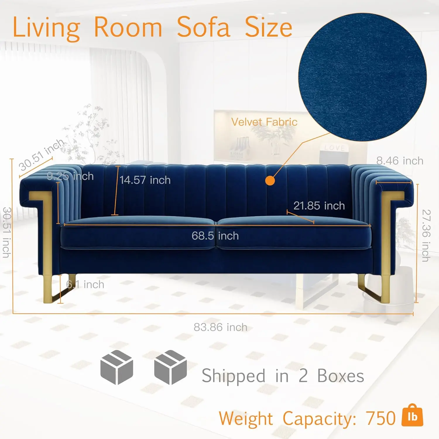 2-teiliges Couch-Set, schwarze Samts ofas für das Wohnzimmer, Chesterfield-Sofa mit goldenen Metall beinen, getuftete Sofas für das Büro,