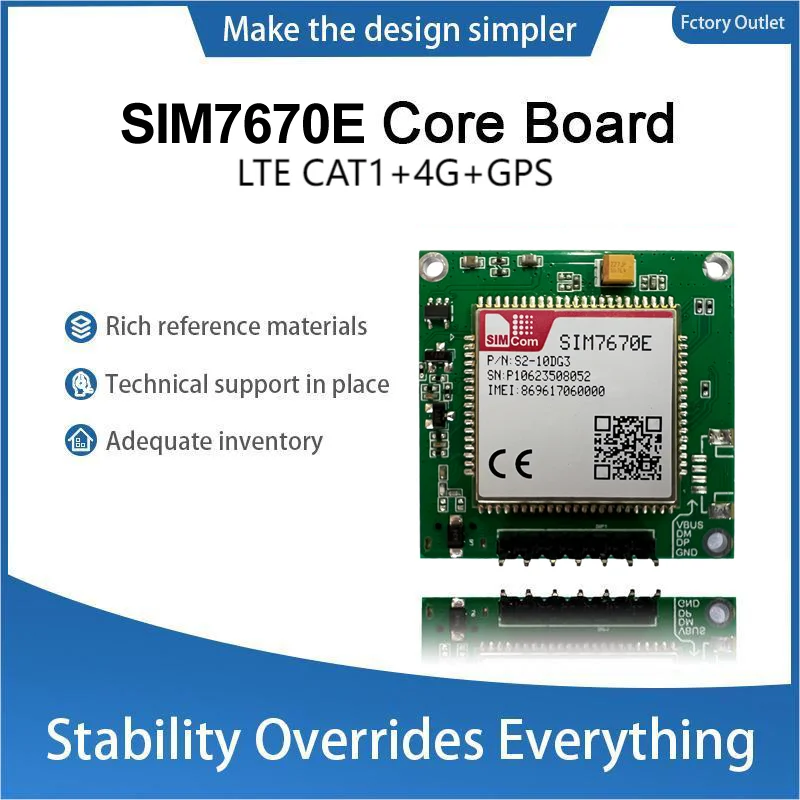 SIMCOM SIM7670E SIM7670E-MNGV Single-row needle Core Board 4G LTE CAT1 Module Support GNSS Modem Board with Antenna for Europe