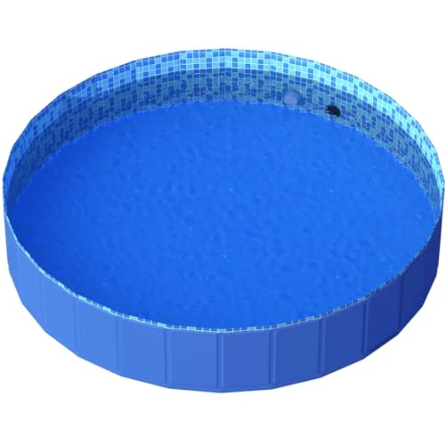 

Foldable Dog Pool with RGB LED Light 79" Collapsible Hard Plastic Kiddie Swimming Pool with Remote for Small Medium Large Doggi