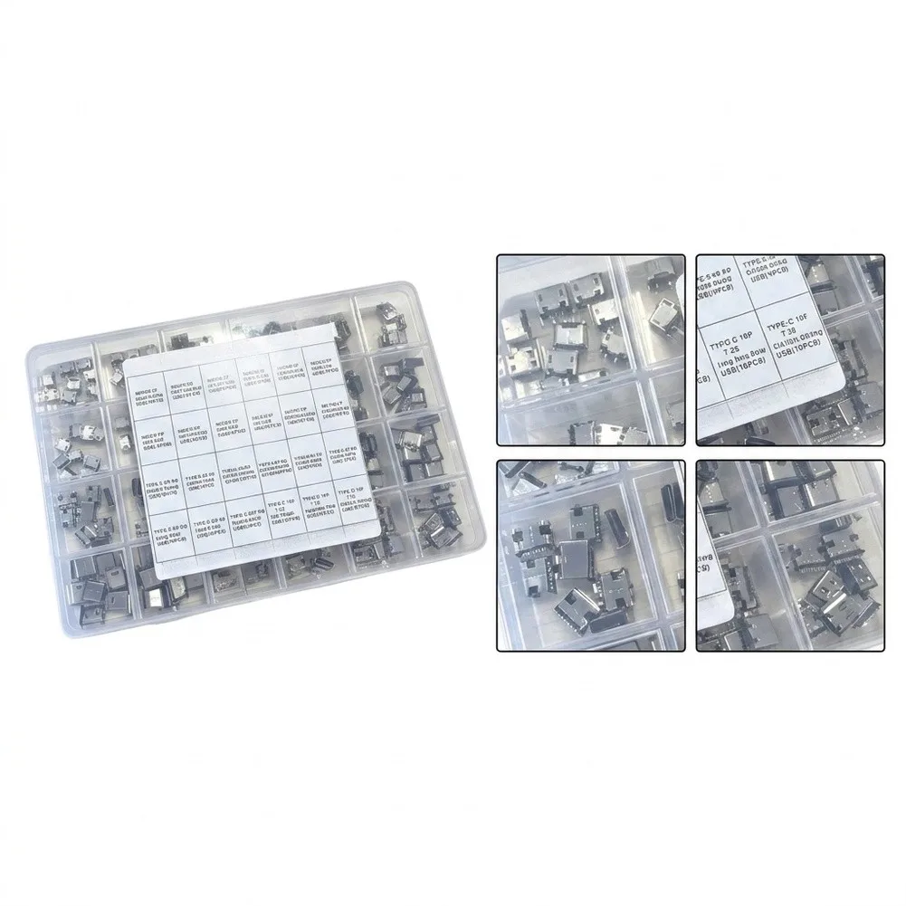 240PCS Connector Assortment Kit 24 Types USB For Smd Female Socket Component Direct Fitting For Electronics Repair
