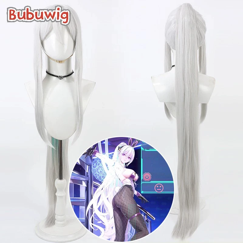 

Bubuwig синтетические волосы Kearsarge косплей парики Azur Lane Kearsarge 100 см серебристо-белый смешанный зеленый парик с хвостиком термостойкий