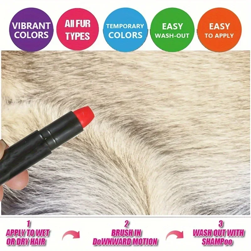 Rotuladores de colores temporales Para El Cabello de tus mascotas, Para El cuidado del perro, lavables, tinte Para El pelo, 12 piezas