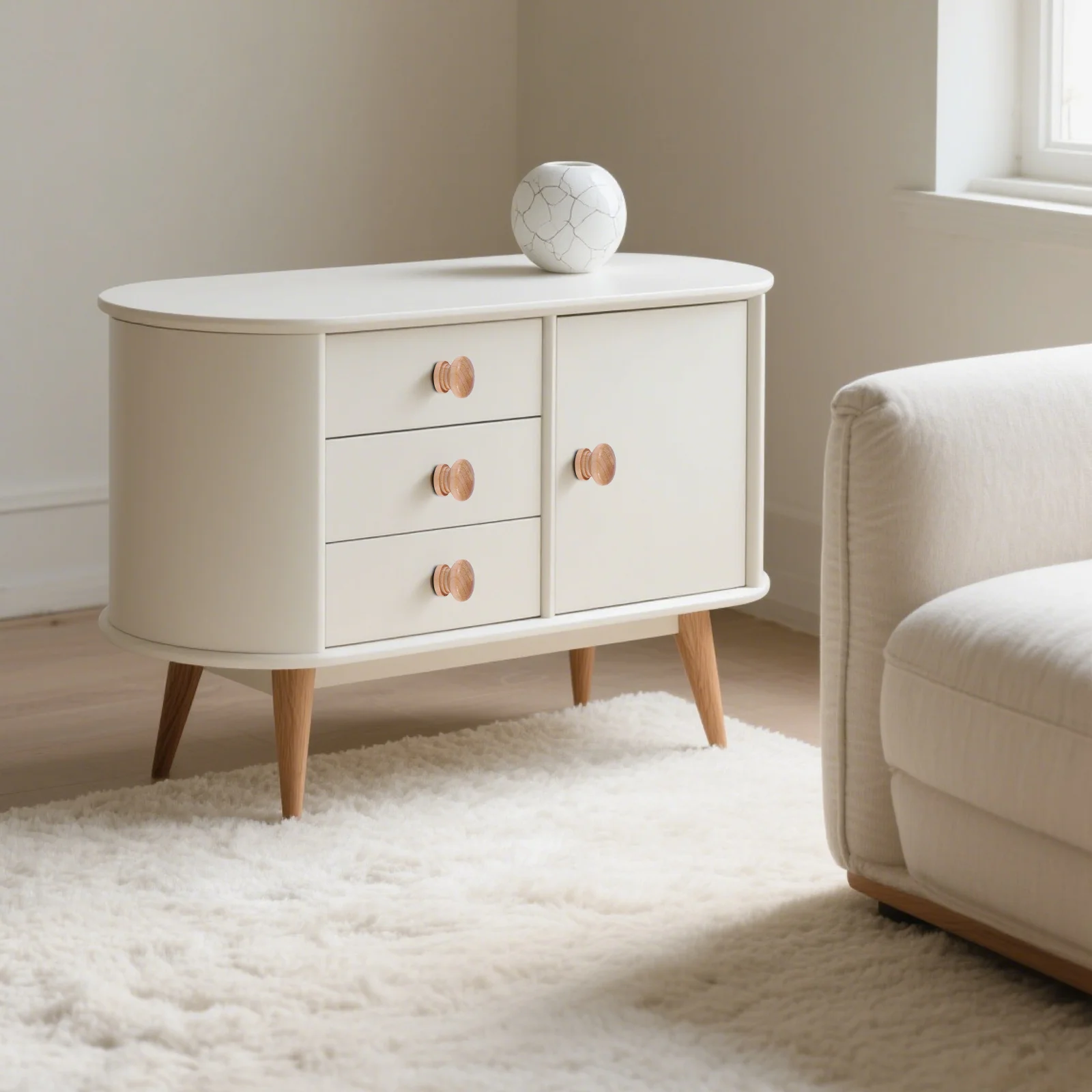 

15Pcs Mushroom Shape Wooden Drawer Knobs Durable Smooth Cabinet Pull Handles for Wardrobe Chest Cupboard Hardware