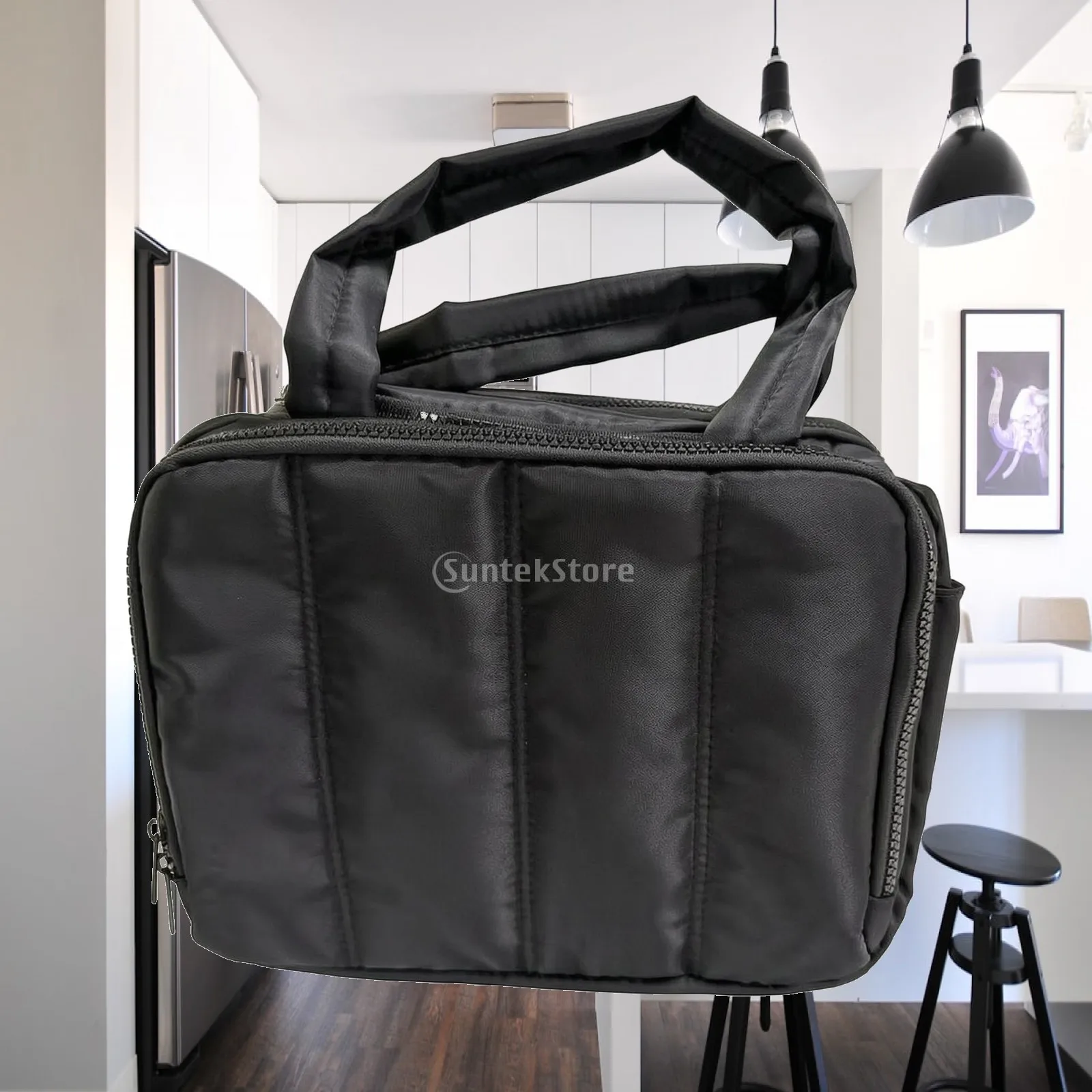 Compact Women Travel Pouch Cosmetic Bag with Secure Zipper and Retaining Strap for Makeup Toiletries in Suitcase