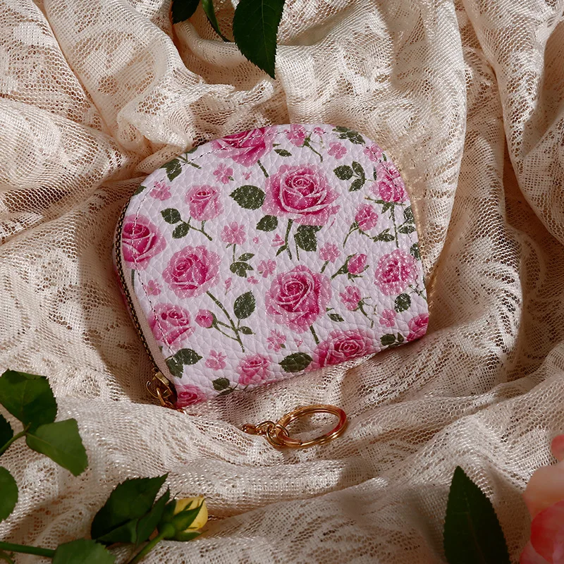 Damen Akkordeon-Kartenhalter, mehrere Karten, Münzgeldbörse, modisch, mit Blumenmuster, PU-Aufbewahrungstasche, Geldwechsel, Mädchen-Geldbörse mit Reißverschluss