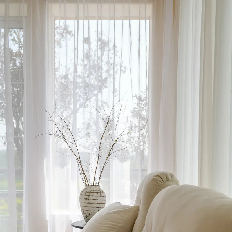 Cortinas transparentes de tule branco para sala de estar, janela, voile, para quarto, decoração de porta de casa, cozinha, voile, organza