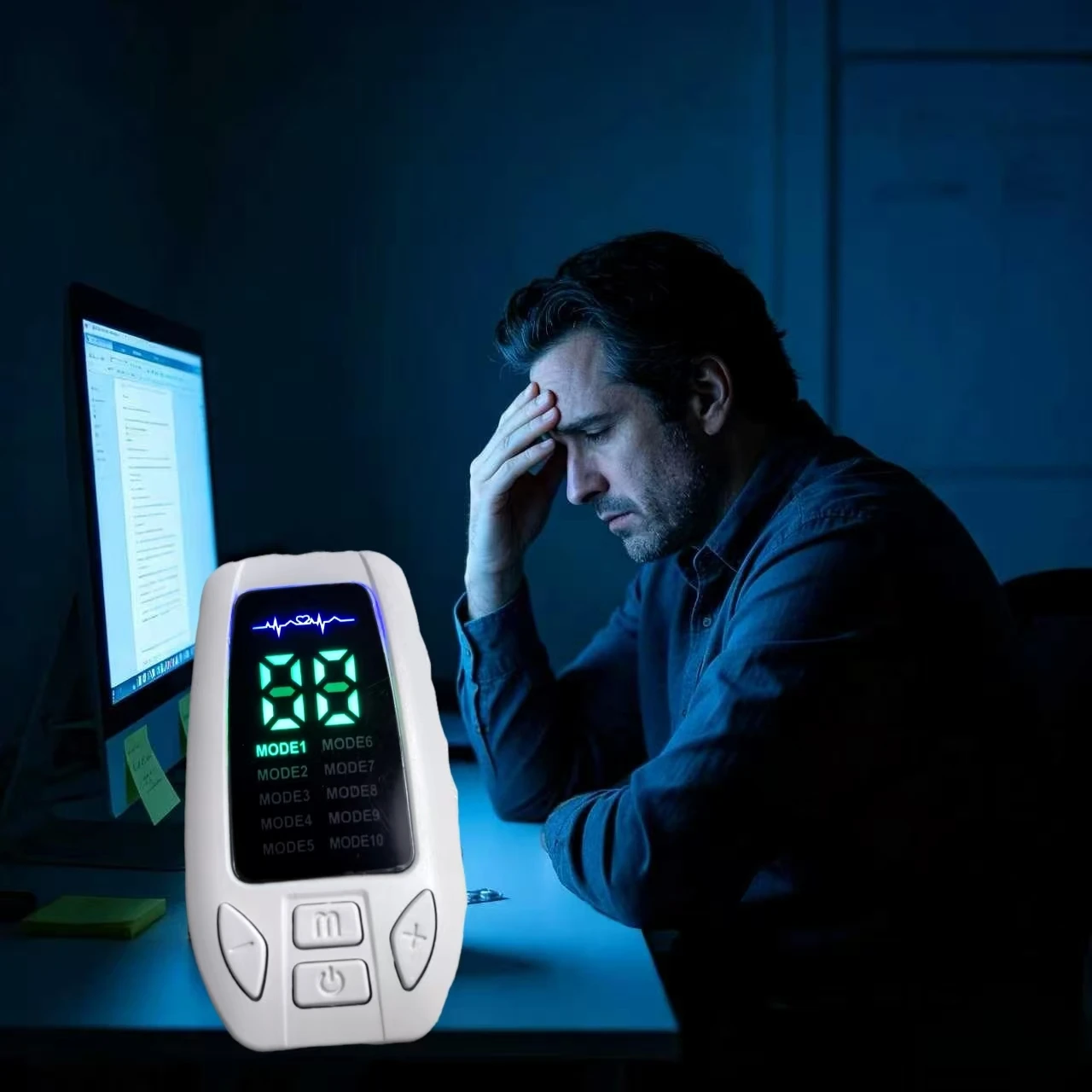 Drug-Free CES Insomnia Relief Device with Ear Clip Electrodes for Anxiety Depression Stress Management, Home Therapy for Better