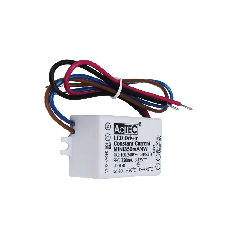 Mini Power Supply Unit (CC,3-12V DC) MINI Led Small Transformer 1-4x1W, CC, Current Constant 350mA/4W IP65
