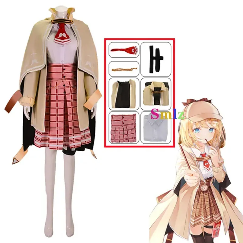 Watson Amelia Cosplay Anime Virtual VTuber Hololive Uniform Outfits Costumes Girl Watson Amelia Blonde Cosplay Dress